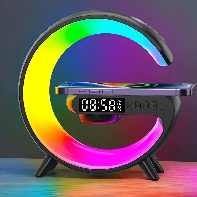 Multipurpose G-Lamp Wireless Charging Clock Speaker