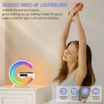 Multipurpose G-Lamp Wireless Charging Clock Speaker